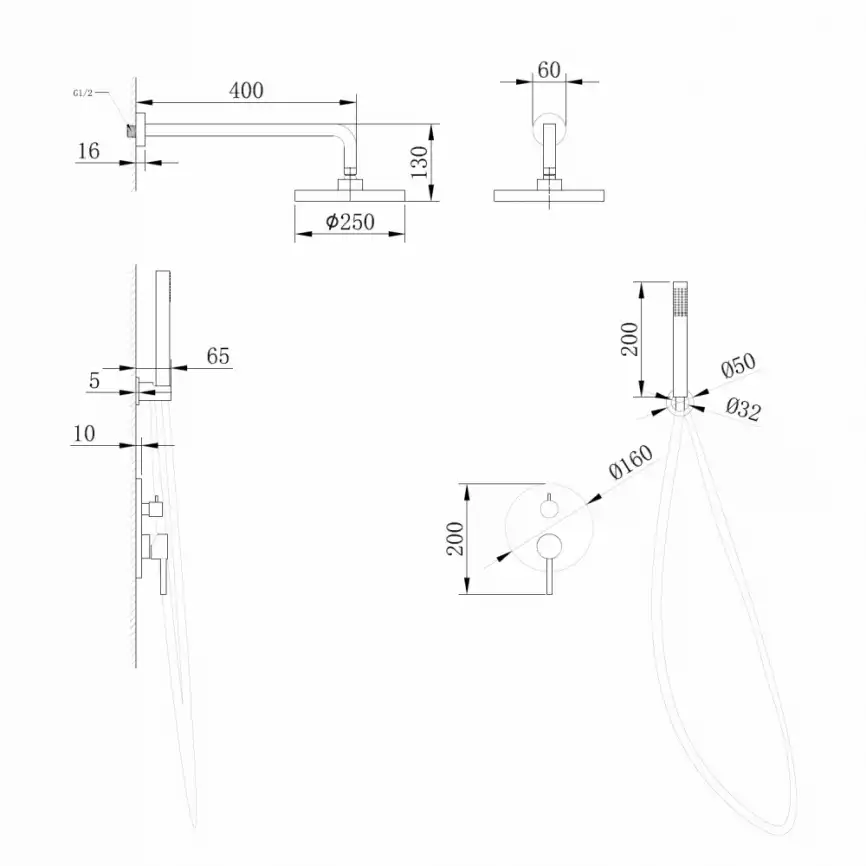 Душевая система ABBER Emotion AF8818NG скрытого монтажа без излива, никель фото 3