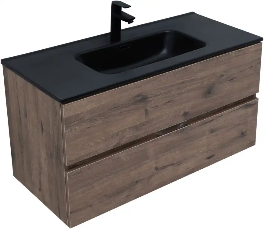 Тумба под раковину Aquanet Алвита New 100 2 ящика, дуб веллингтон табак 334188 фото 5