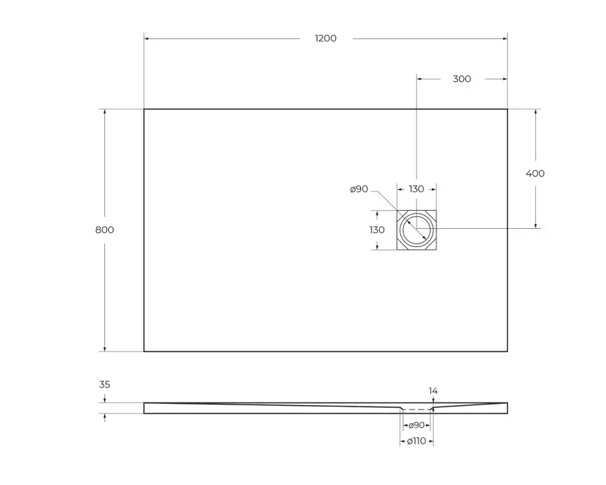 Душевой поддон BelBagno UNO 120х80 из искусственного камня, TRAY-MR-UNO-AH-120/80-35-NERO-CR, Чёрный матовый фото 7