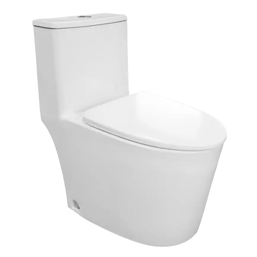 Унитаз моноблок Azario ANSA AZ-2301 напольный, безободковый, с сиденьем микролифт, Белый глянцевый фото 1