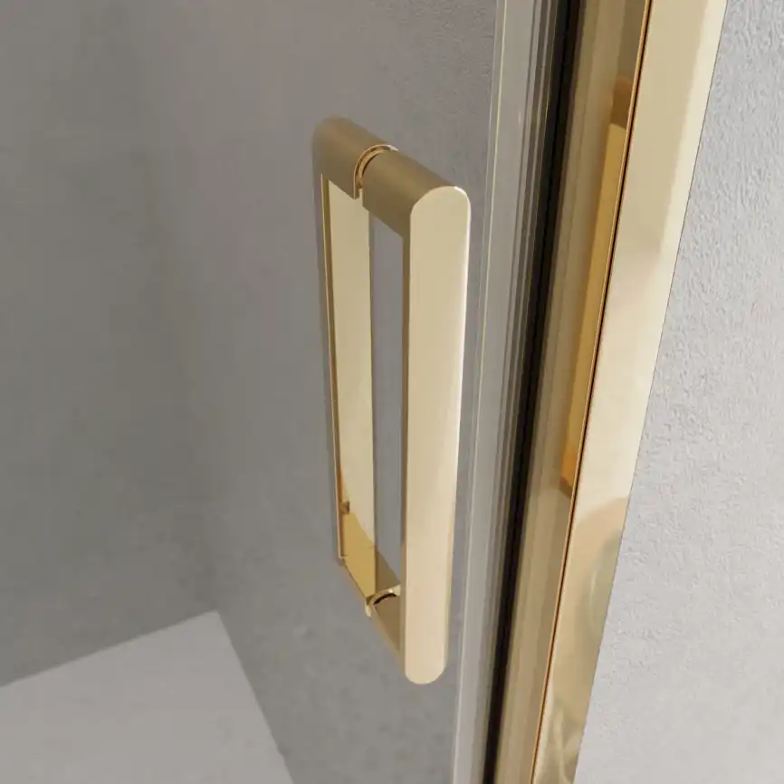 Душевая дверь BelBagno LUCE-BF-1-100-C-ORO стекло прозрачное, профиль Золото глянцевое фото 2