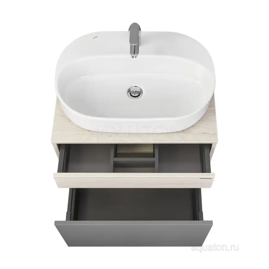 Тумба под раковину Aquaton Лофт Урбан 65 1A254001LQX60 подвесная цвет, серый графит / дуб орегон фото 10