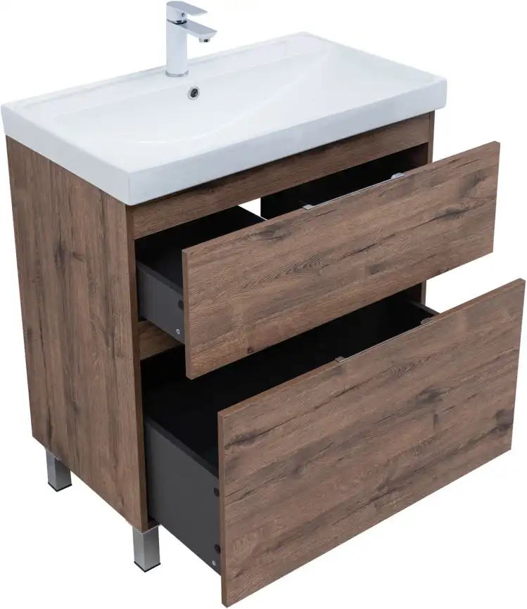 Тумба под раковину Aquanet Алвита New 80 напольная, дуб веллингтон табак, 344129 фото 9