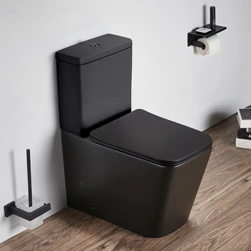 Унитаз-компакт AVS Атом 813-0001-MB безободковый, черный матовый фото 2