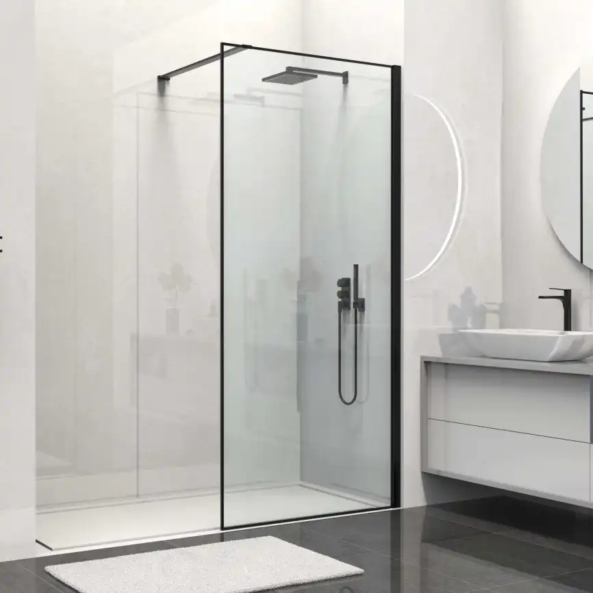 Душевая перегородка Vincea Walk in HS 100 VSW-1HS100CLB, профиль черный, стекло прозрачное фото 1