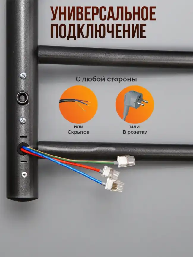 Полотенцесушитель электрический 50x80 AVS Блюз с терморегулятором, оружейная сталь фото 6