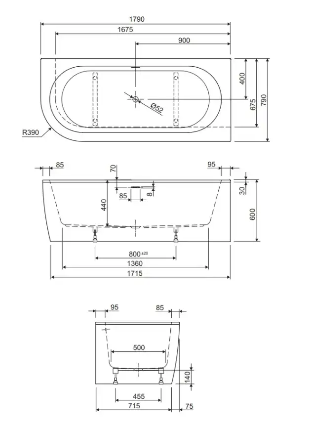 Акриловая ванна CEZARES SLIM CORNER-180-80-60-R-W37-SET фото 4