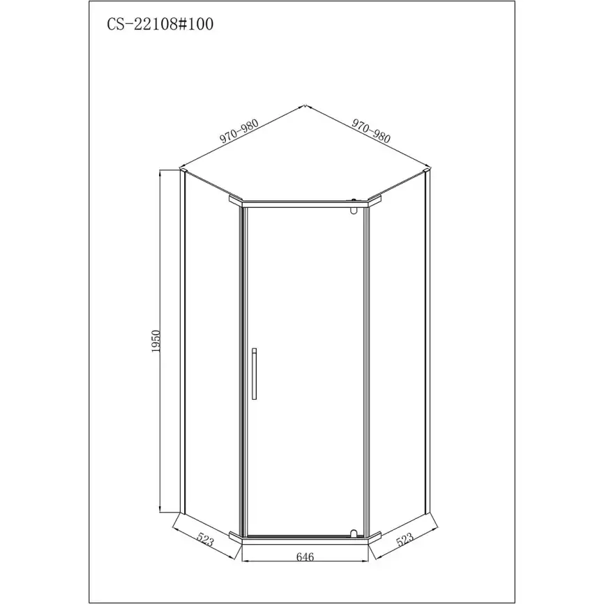 Душевой уголок Loranto Neo 100х100 CS-22108-100, стекло Прозрачное, профиль Серебро фото 3