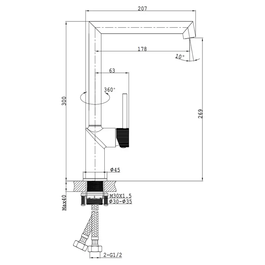 Смесители для кухни AVS 811-090-BG, брашированное золото фото 2