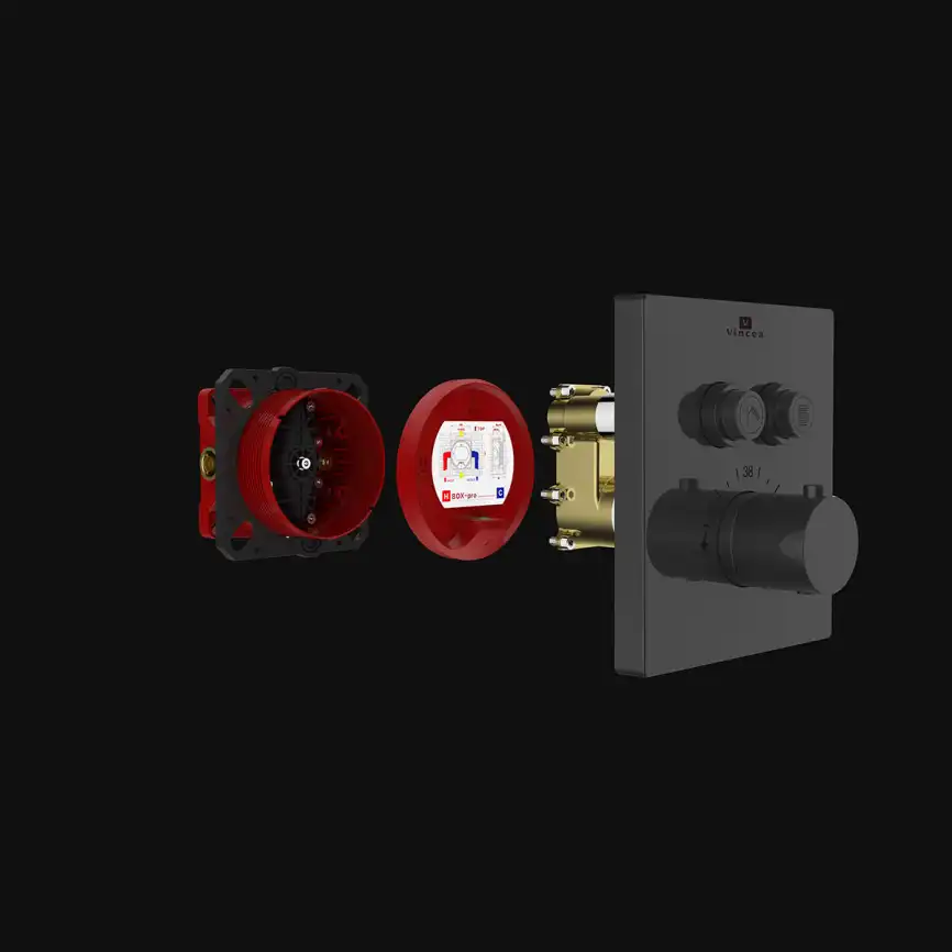 Смеситель для душа Vincea VSCV-321TGM встраиваемый  двухфункциональный, термостатический, вороненая сталь фото 3