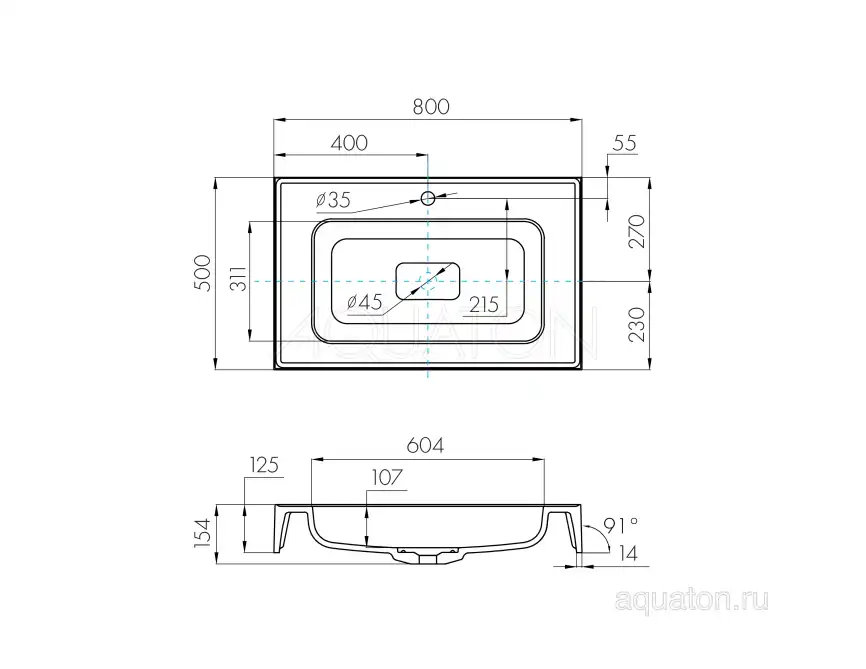 Раковина AQUATON Ричмонд 80 1A70593KRD010 фото 5