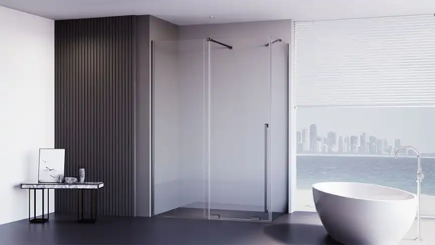 Душевой уголок  Veconi Premium Trento 150х80 PTC50-SP-15080-GR-01-C4, стекло Прозрачное профиль Брашированный графит фото 1