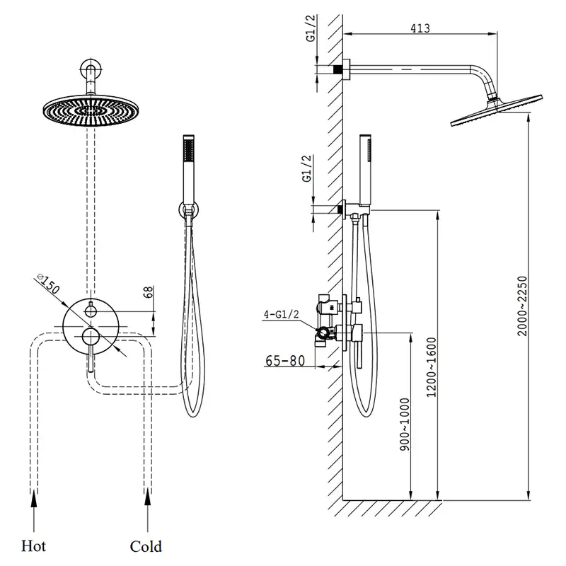 Встраиваемая душевая система AVS SLIMMER 811-121-CR, хром фото 12