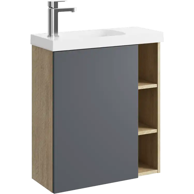 Тумба с раковиной подвесная Aqwella 5 Stars Alba 60 см, ALB0106LDD+ALB0706GRМ, цвет Дуб Давос фото 1