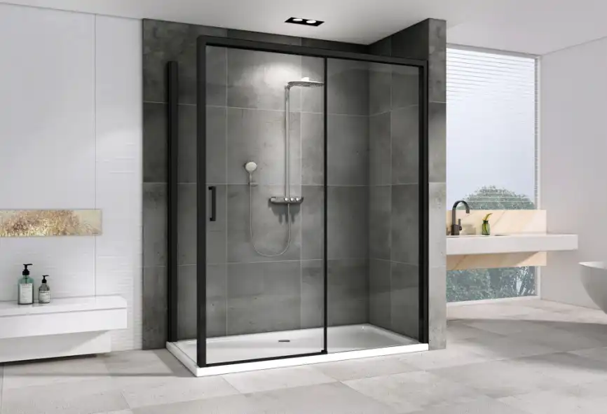 Душевой уголок ABBER Komfort 140х100 см, AG93140B-S102B, профиль черный, стекло прозрачное фото 2