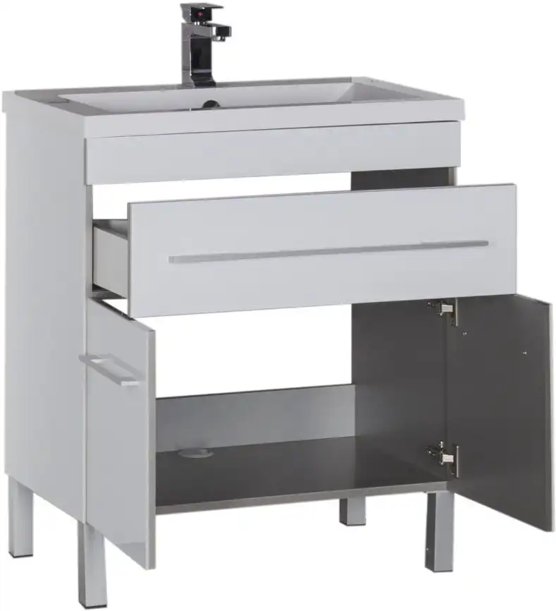 Тумба под раковину Aquanet Верона 75 белый (напольная 1 ящик 2 дверцы) 182706 фото 5