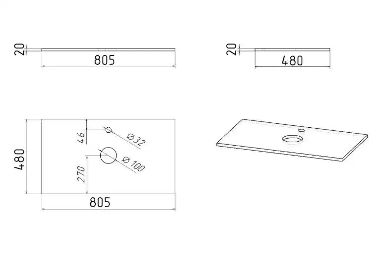 Столешница Grossman Кристалл 80, графит глянцевый фото 4