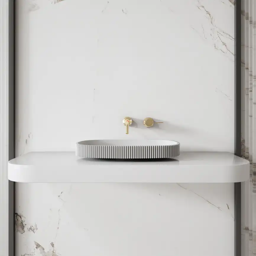 Раковина накладная ABBER STEIN 55х36х6 AS2601, овальная, белая матовая фото 3