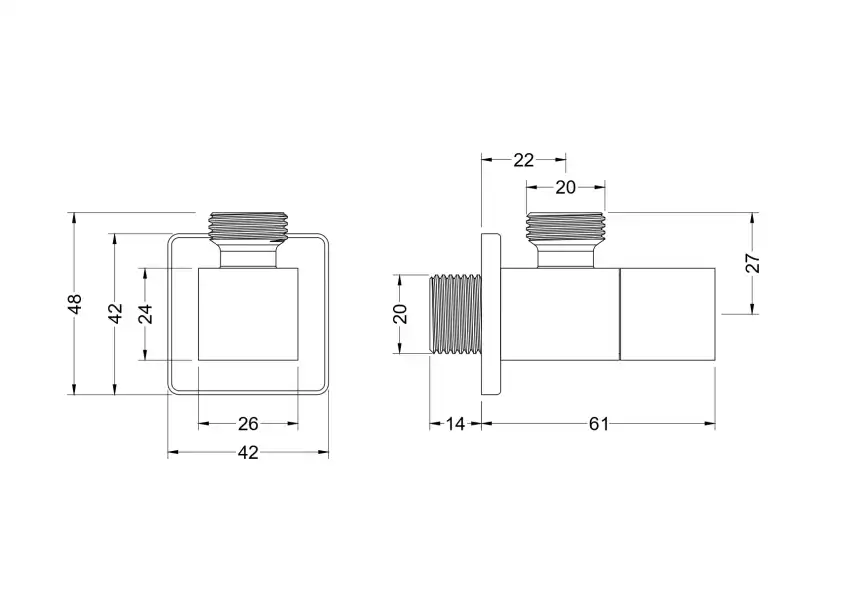 Запорный вентиль Aquatek угловой AQ2453CR, Хром фото 3