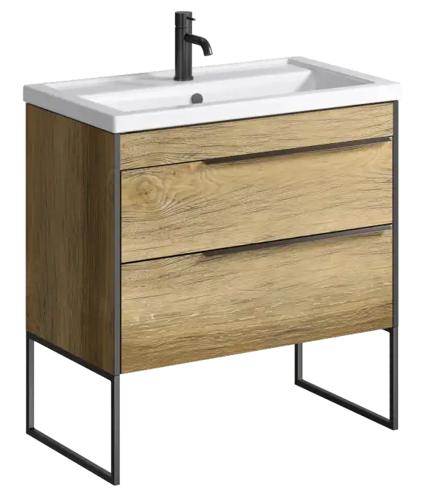 Тумба с раковиной напольная Aqwella Fargo 80 см, FRG0108DB/FRGN440, цвет Дуб балтийский фото 1