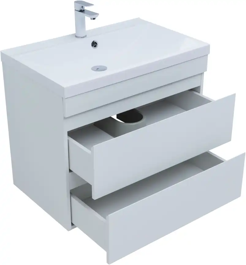 Тумба под раковину Aquanet Нота New 75 2 ящика, белый глянец 335418 фото 4