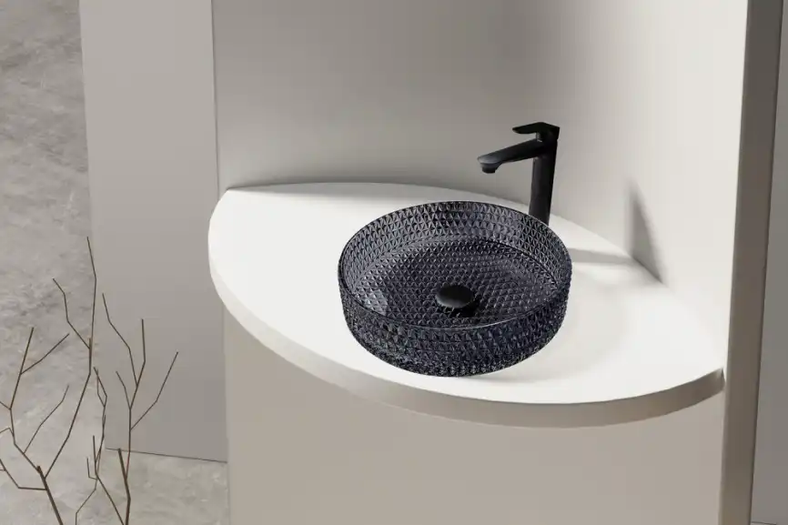 Раковина накладная ABBER GLAS 39,5х39,5х10,5 AK2301B, круглая, черная фото 2