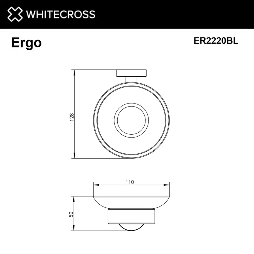 Мыльница Whitecross ERGO black, ER2220BL, Черный матовый фото 2