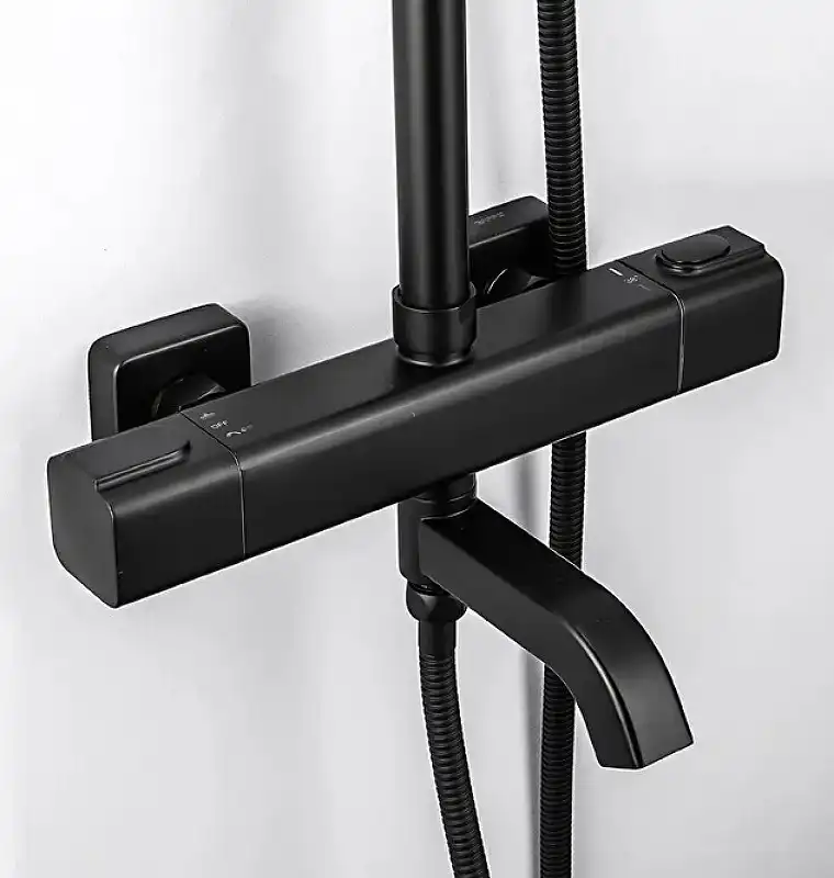 Душевая система Gappo G2491-6  с тропическим душем и термостатом, Черный матовый фото 3