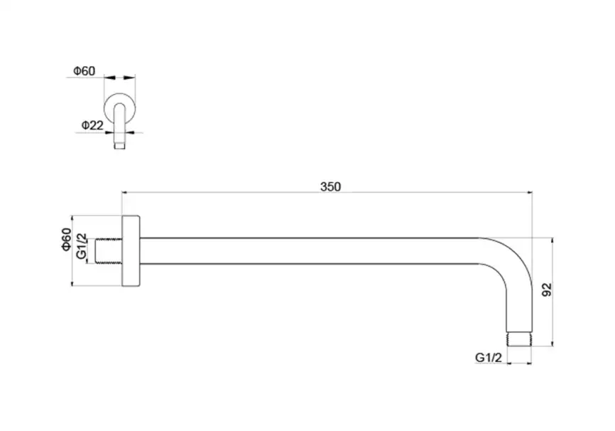 Держатель верхнего душа настенный Aquatek  AQ2174CR, Хром фото 2