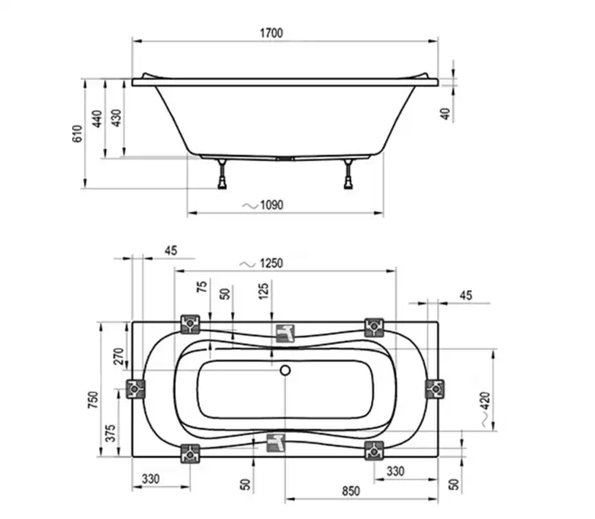 Акриловая ванна Ravak CAMPANULA II 170х75 CA21000000 прямоугольная, Белая фото 4