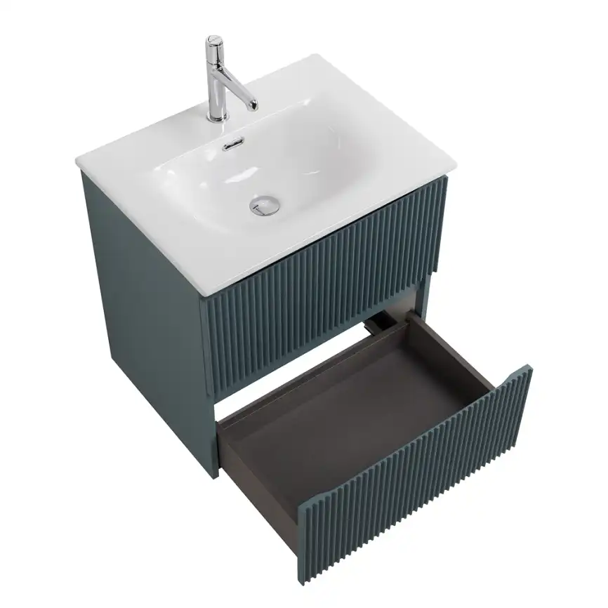 Тумба под раковину BelBagno UNO-600-2C-SO-AO подвесная, Голубой Матовый фото 4