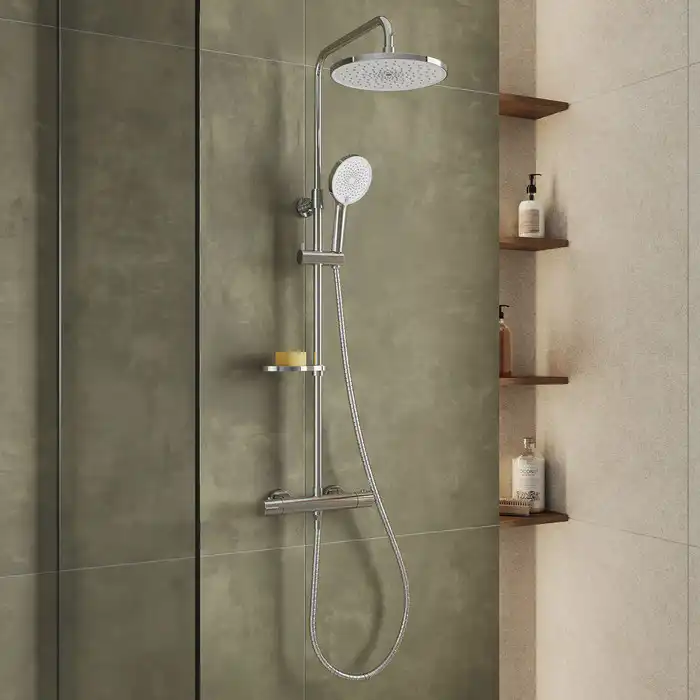 Душевая система для душа Milardo Ideal Spa ILSSBTHM89 с термостатом цвет, Глянцевый хром фото 1