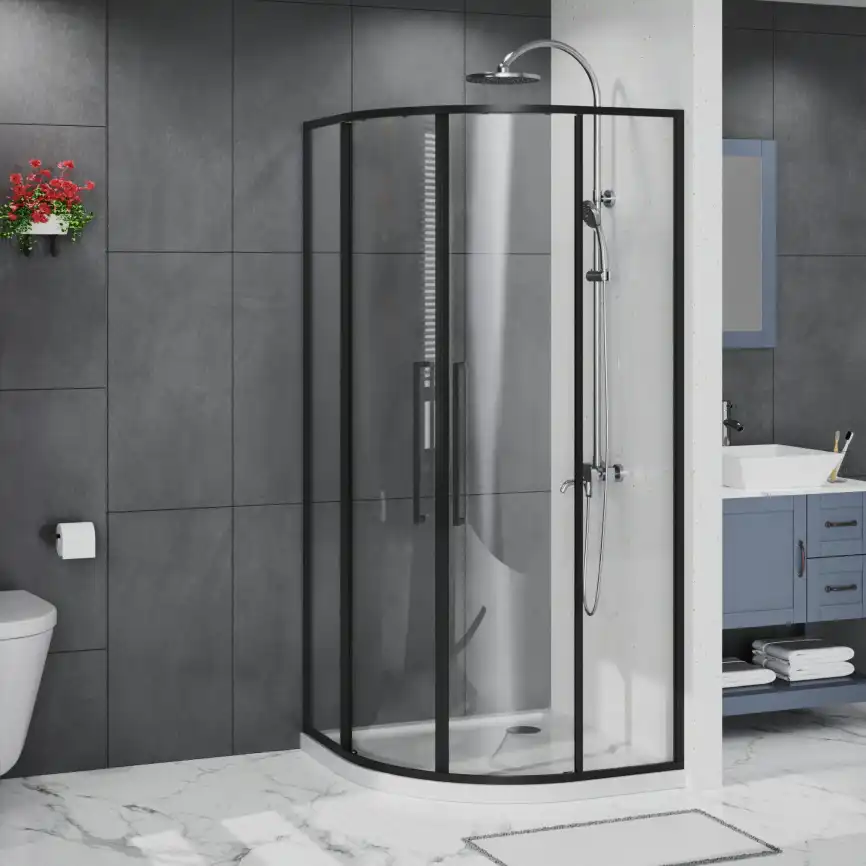 Душевой уголок Azario 90х90 AZ-S43-90-MB-CL, профиль черный матовый, стекло Прозрачное фото 1