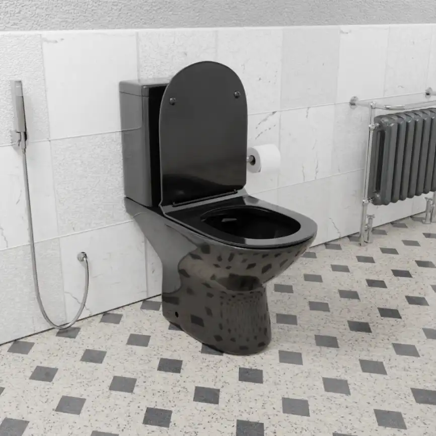 Унитаз-компакт Ceramalux 9126-18, безободковый, с бачком и сидением микролифт Черный фото 5