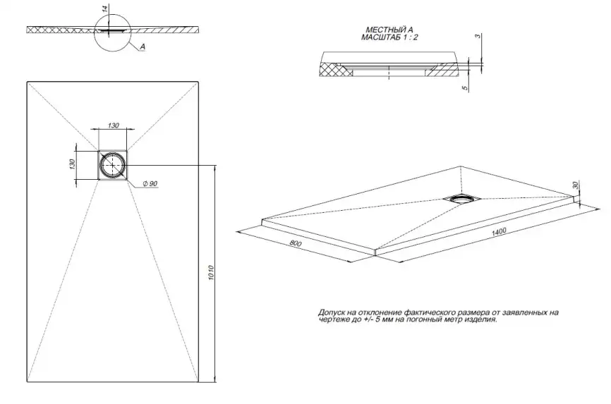 Душевой поддон Allen Brau Priority 140x80 8.31008-BGM из искусственного камня синий матовый фото 2