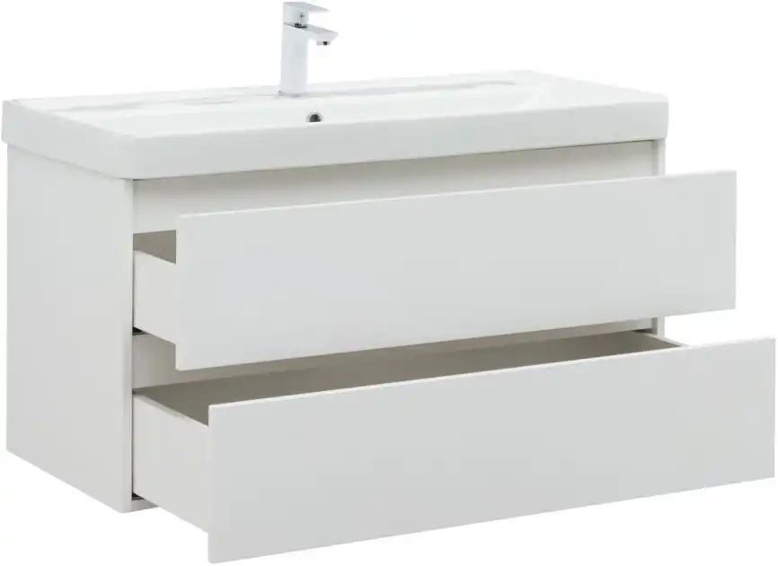 Тумба под раковину Aquanet Вега 100 белый глянец фото 7