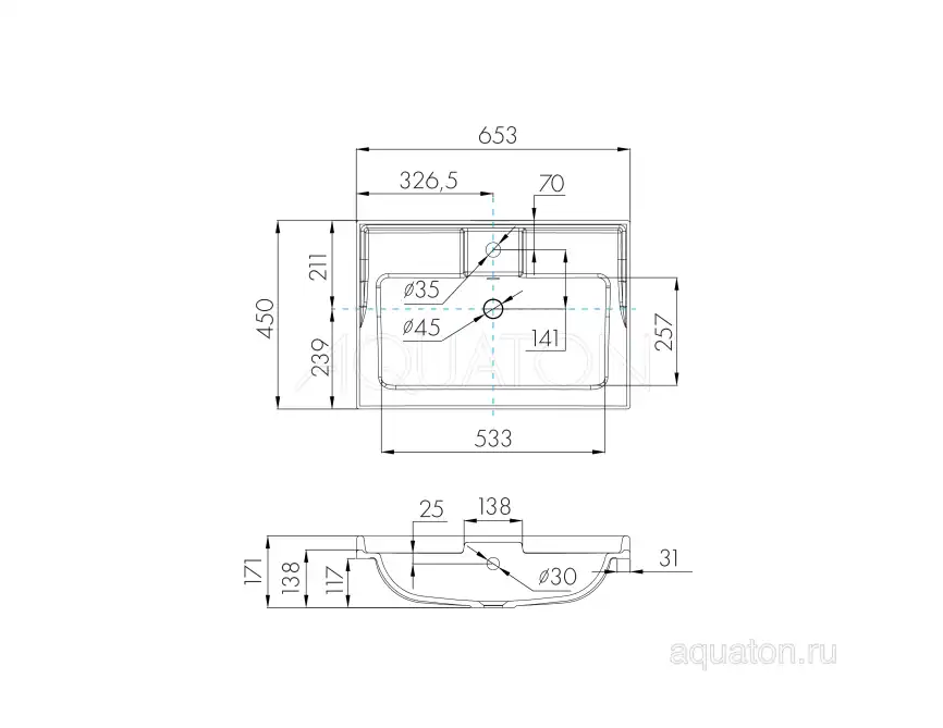 Раковина AQUATON Фабиа 65 белая 1A708731FB010 фото 4