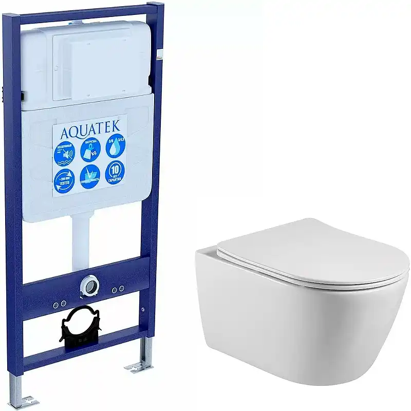 Комплект унитаза с инсталляцией Aquatek Set Aquatek Бетта с сиденьем Микролифт фото 1
