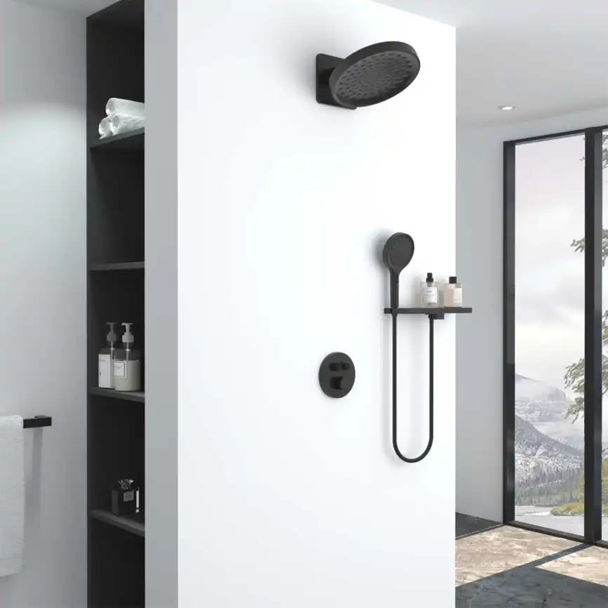 Душевая система  Vincea Inspire VSFW-3I22MT3RMB VSFW-3I22MT3RMB  с термостатом, встраиваемая, черный матовый фото 1