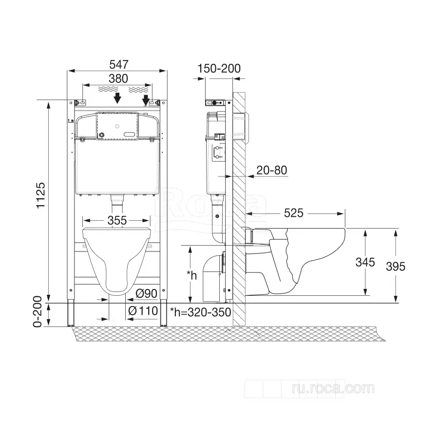 Комплект унитаза с инсталляцией Roca Victoria 893105010 подвесная чаша Rimless + инсталляция + Slim сиденье дюропласт, без панели смыва фото 5