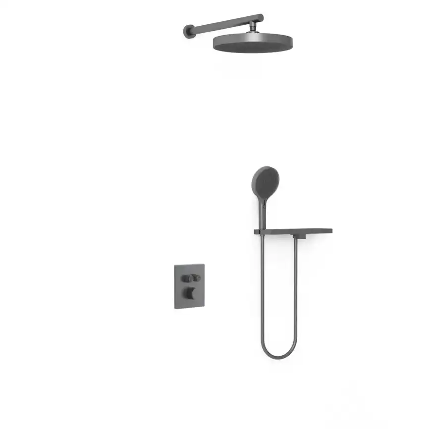 Душевая система  Vincea Inspire VSFW-3I21MT2RGM VSFW-3I21MT2RGM  с термостатом, встраиваемая, вороненная сталь фото 2