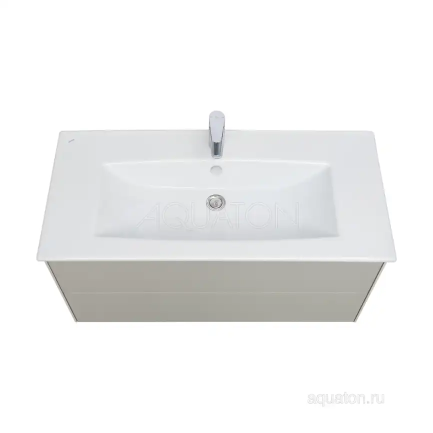 Тумба под раковину Aquaton Сохо 100 1A258201AJ9A0 подвесная цвет, слэйт / галька серая фото 4