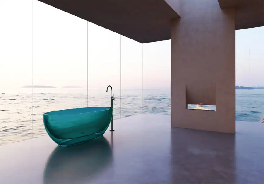 Прозрачная ванна ABBER Kristall AT9703Aquamarin 170х75 бирюзовая фото 3