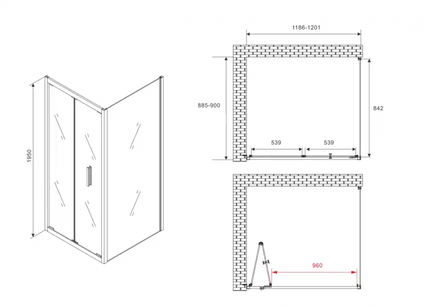 Душевой уголок ABBER Sonnenstrand 120х90 см, AG07120B-S90B, профиль черный, стекло прозрачное фото 4