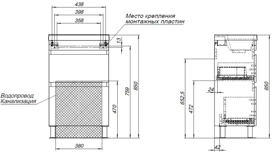 Тумба под раковину Aquanet Нота New 50 белый глянец, 344138 фото 3