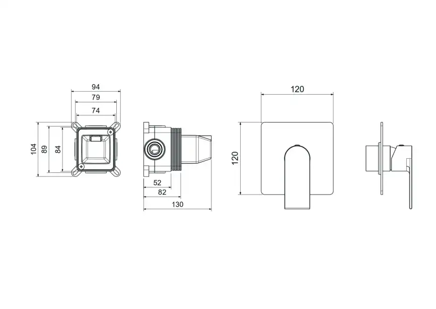 Смеситель для душа Aquatek Лира AQ1466CR встраиваемый, с внутренней частью, Хром фото 2