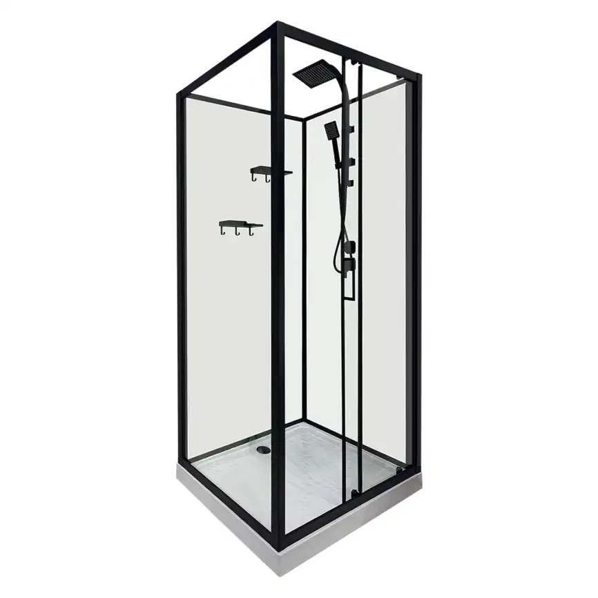 Душевая кабина Loranto 100х100 CS-3010TM/W-100R, низкий поддон, цвет профиля черный фото 1