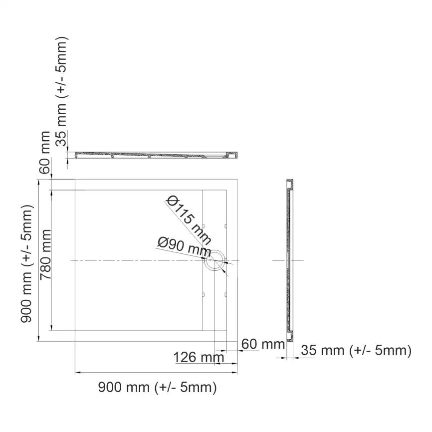 Душевой поддон WasserKRAFT Mindel 85T 90х90 из искусственного камня 85T03 Белый фото 2