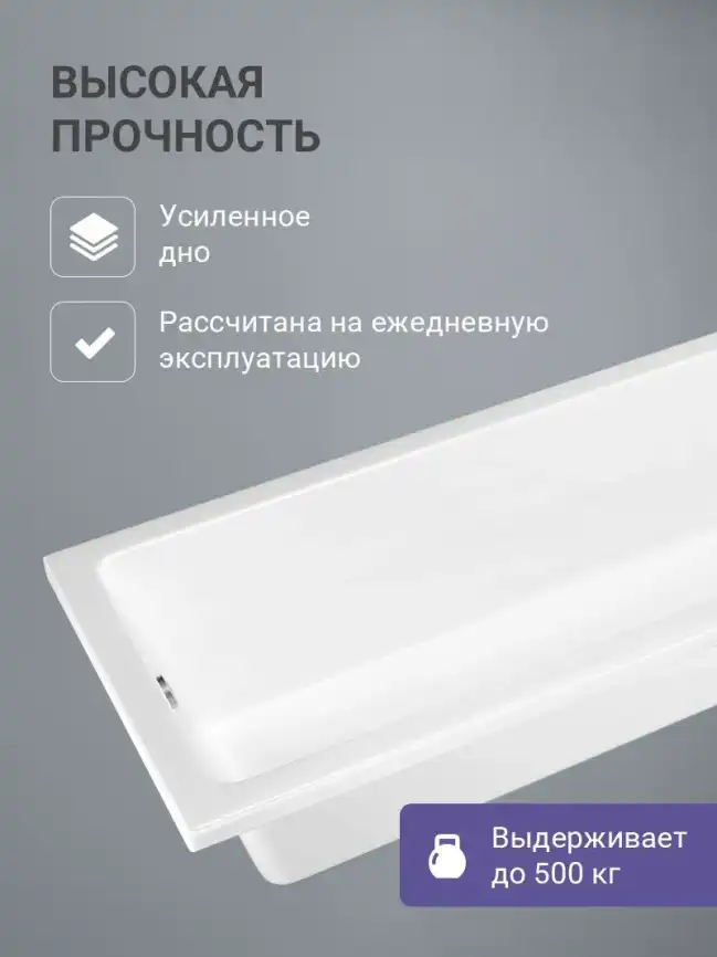 Акриловая ванна Aquatek Тея 150х70 прямоугольная TEI150-0000001, Белая фото 5