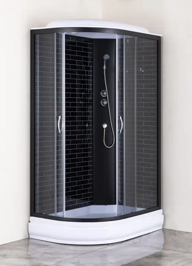 Душевая кабина Loranto 120х80 средний поддон, прозрачное стекло, профиль Черный, CS-66120-20R GB 120 фото 2